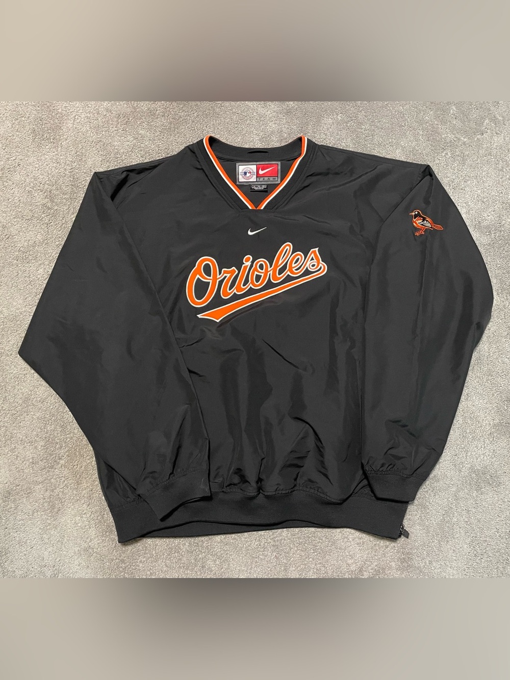 Vintage Y2K Nike Baltimore Orioles Warm Up Dug Out Jacket Mens XL Center Logo